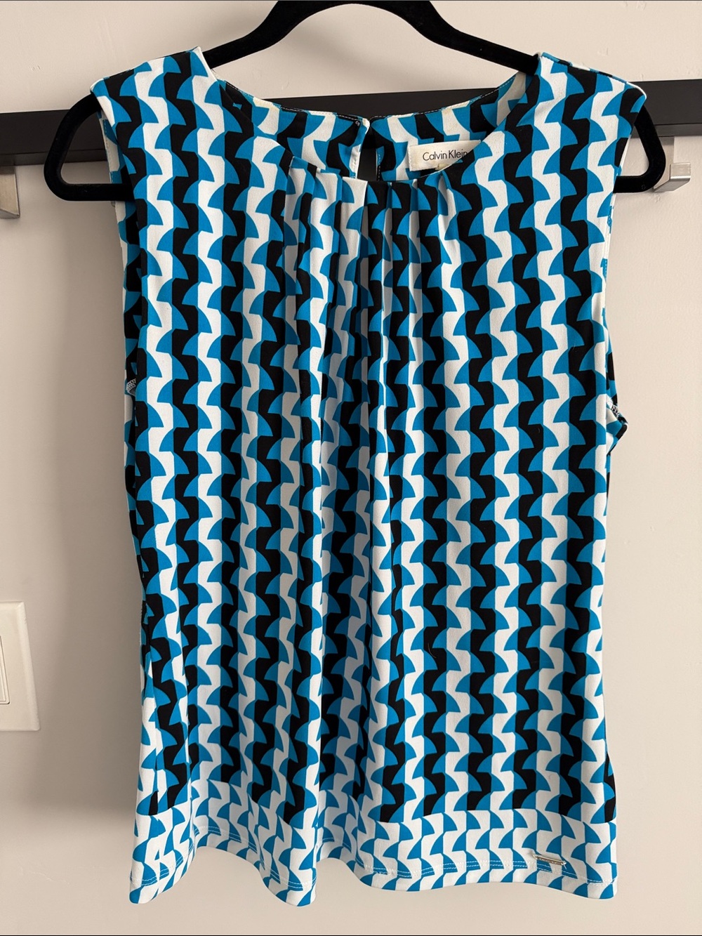 Calvin Klein Black, Blue & White Geometric Sleeveless Camisole